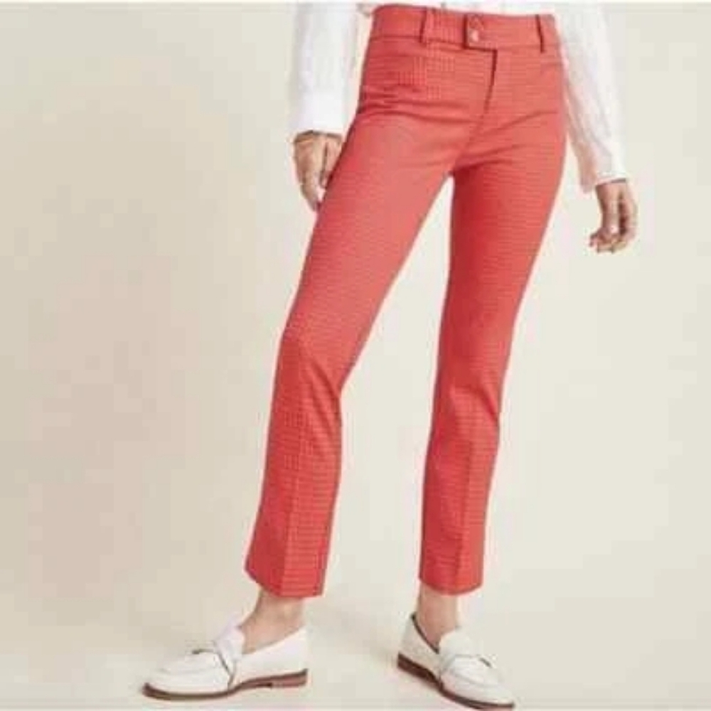 Anthropologie Red Plaid Pants